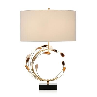 Brown Agate and Brass Swirl Table Lamp