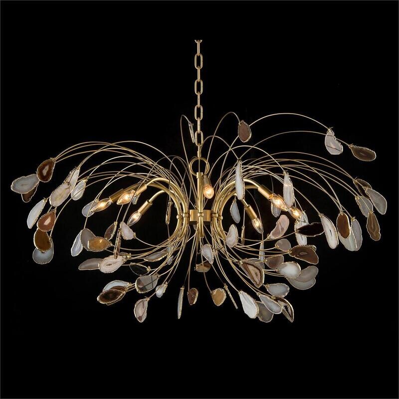 Eight-Light Chandelier with Agate Blossom Canopy