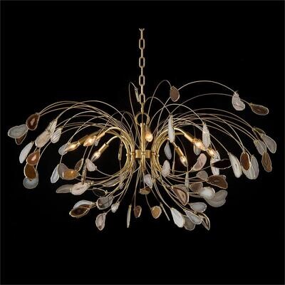 Eight-Light Chandelier with Agate Blossom Canopy