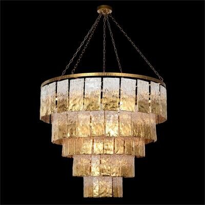 Five-Tiered Twilight Slumped Glass Chandelier