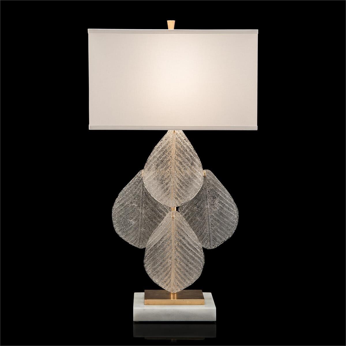 Frosted Glass Petal Table Lamp in Antique Gold