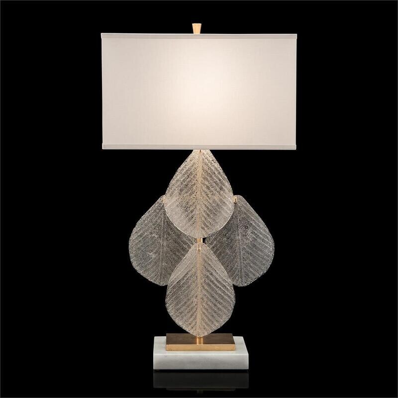 Frosted Glass Petal Table Lamp in Antique Gold