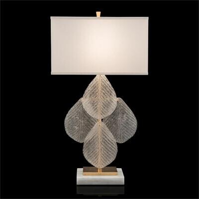 Frosted Glass Petal Table Lamp in Antique Gold