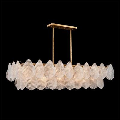 Frosted Glass Petal Chandelier with 24 Horizontal Lights