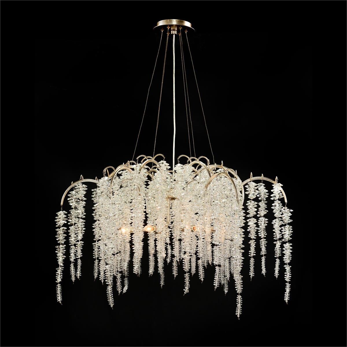 Crystal Cascades Six-Light Chandelier in Antique Silver