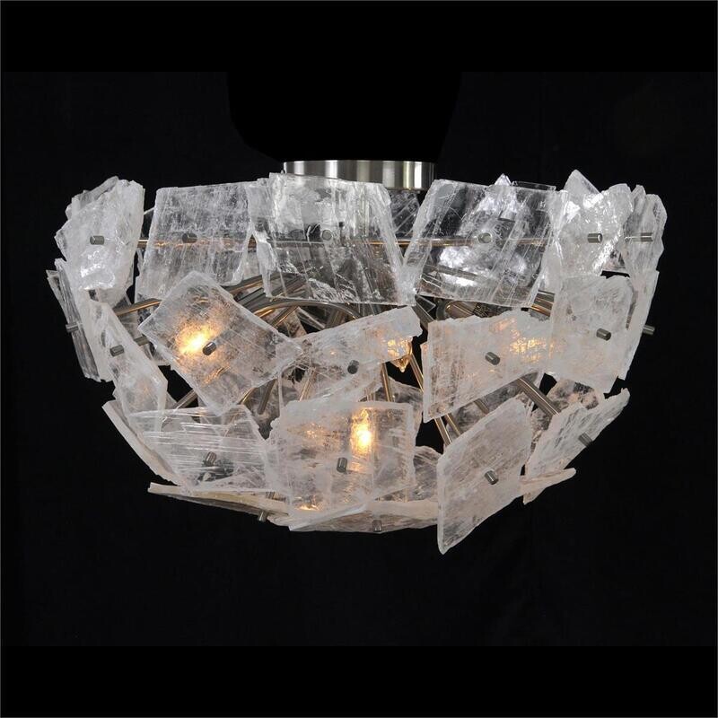 Twilight Sonata - Semi-Flush Mount Selenite Pane Chandelier with Five Lights