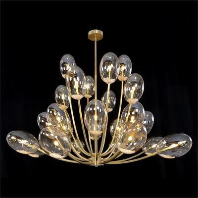 Antique Brass Handblown Glass Globe Chandelier with 24 Lights