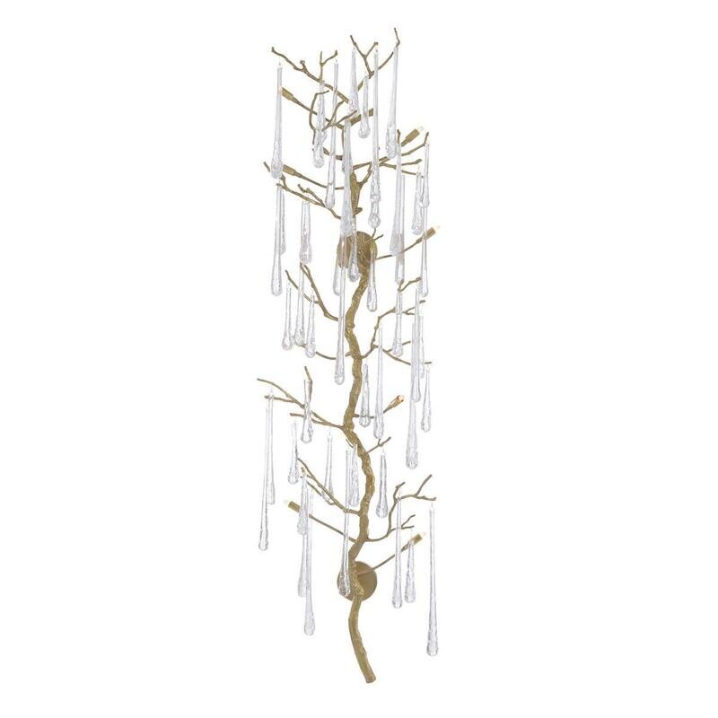 Cascade Teardrop - Antique Brass Eight-Light Wall Sculpture
