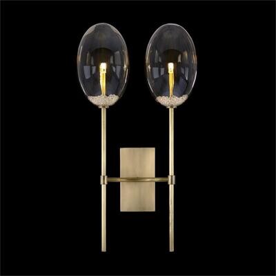 Rustic Solid Brass Wall Sconce with Dual Glass Globes