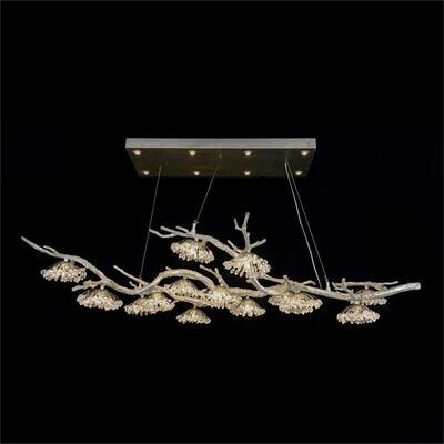 Modern Crystal Bud Branch 14-Light Chandelier in Antique Silver