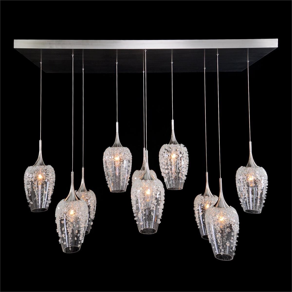 Horizontal Seeded Glass Globes Pendant Chandelier