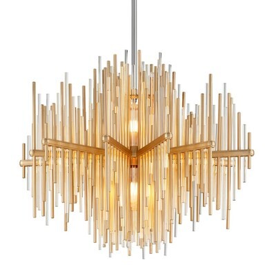 2-Light Fluted Glass Cylinder Pendant Chandelier