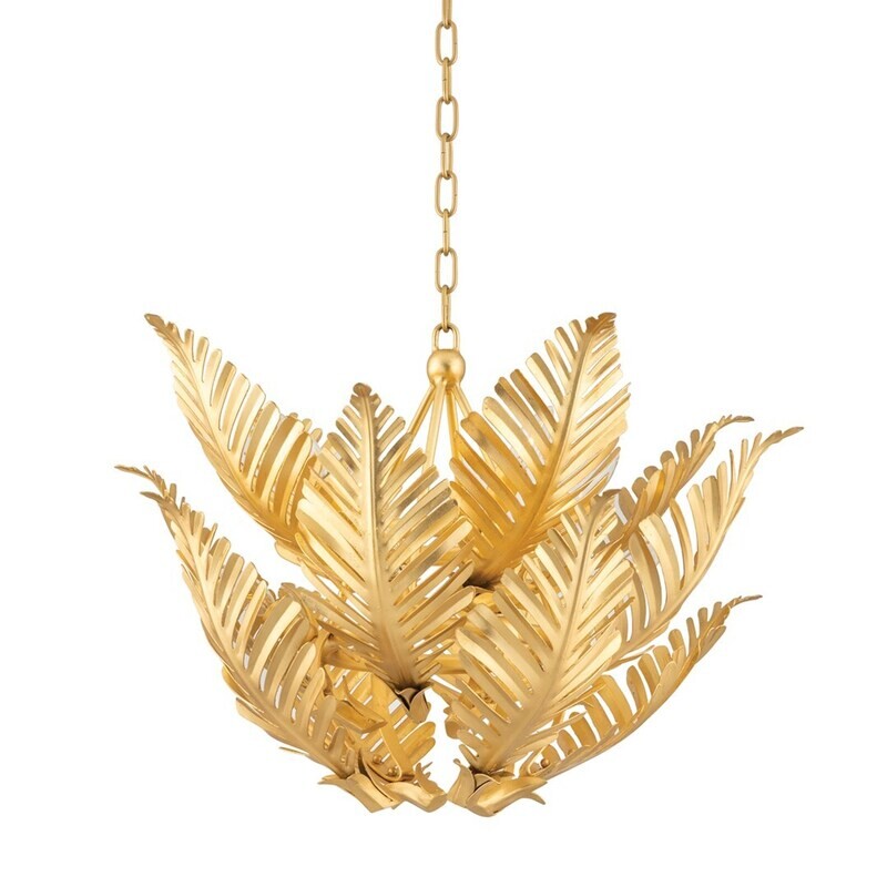 Gold Palm Leaf Ceiling Chandelier Light