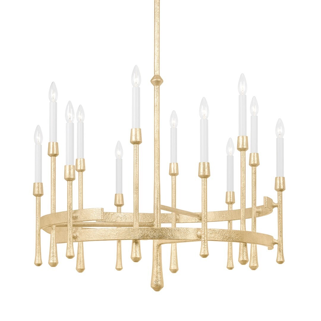 Elongated Stem Candle Chandelier, Number Of Lights:: 12-Light, Finish:: Vintage Gold Leaf