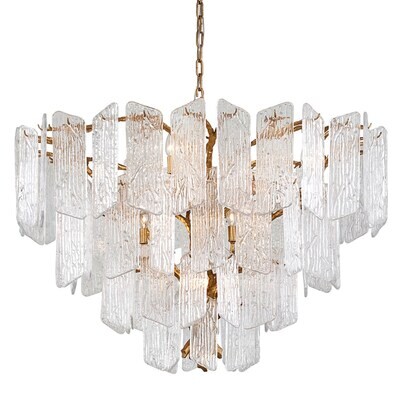 Clear Glass 12-Light Royal Gold Chandelier