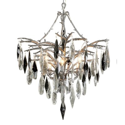 Medium 6-Light Chandelier in Blackened Silver Leaf Finish