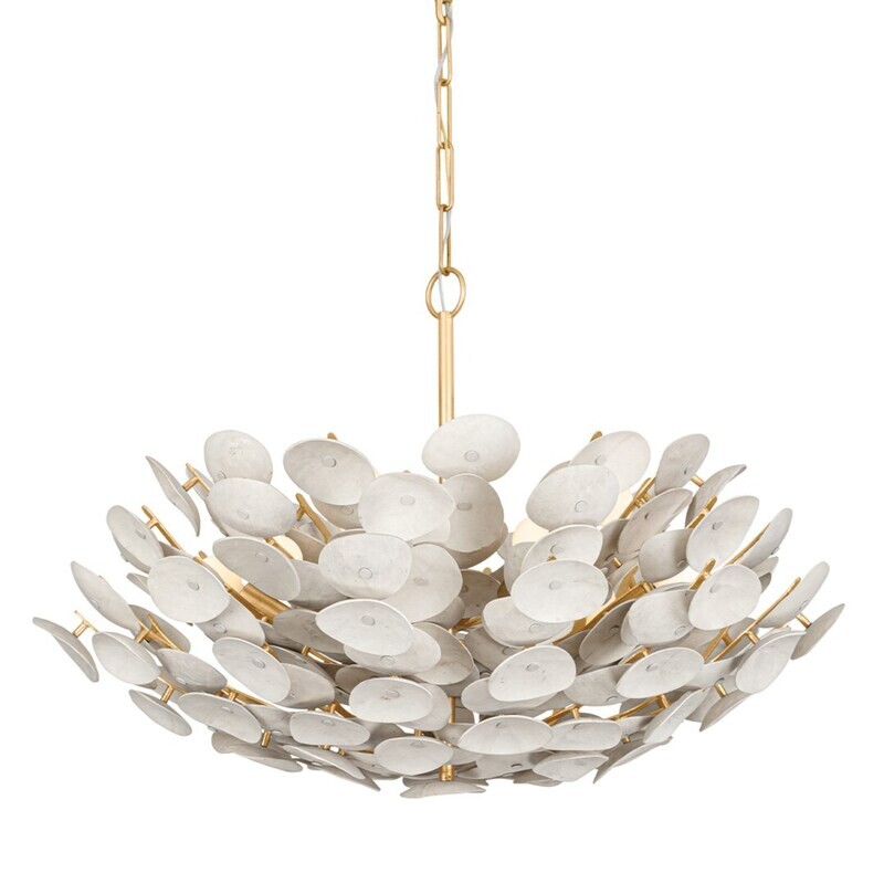 Vintage Gold Leaf Coco Shell Chandelier