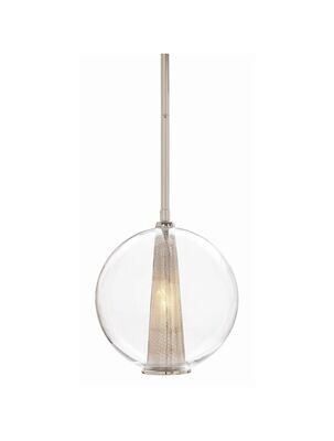 1-Light Polished Nickel Globe Pendant - Medium Size