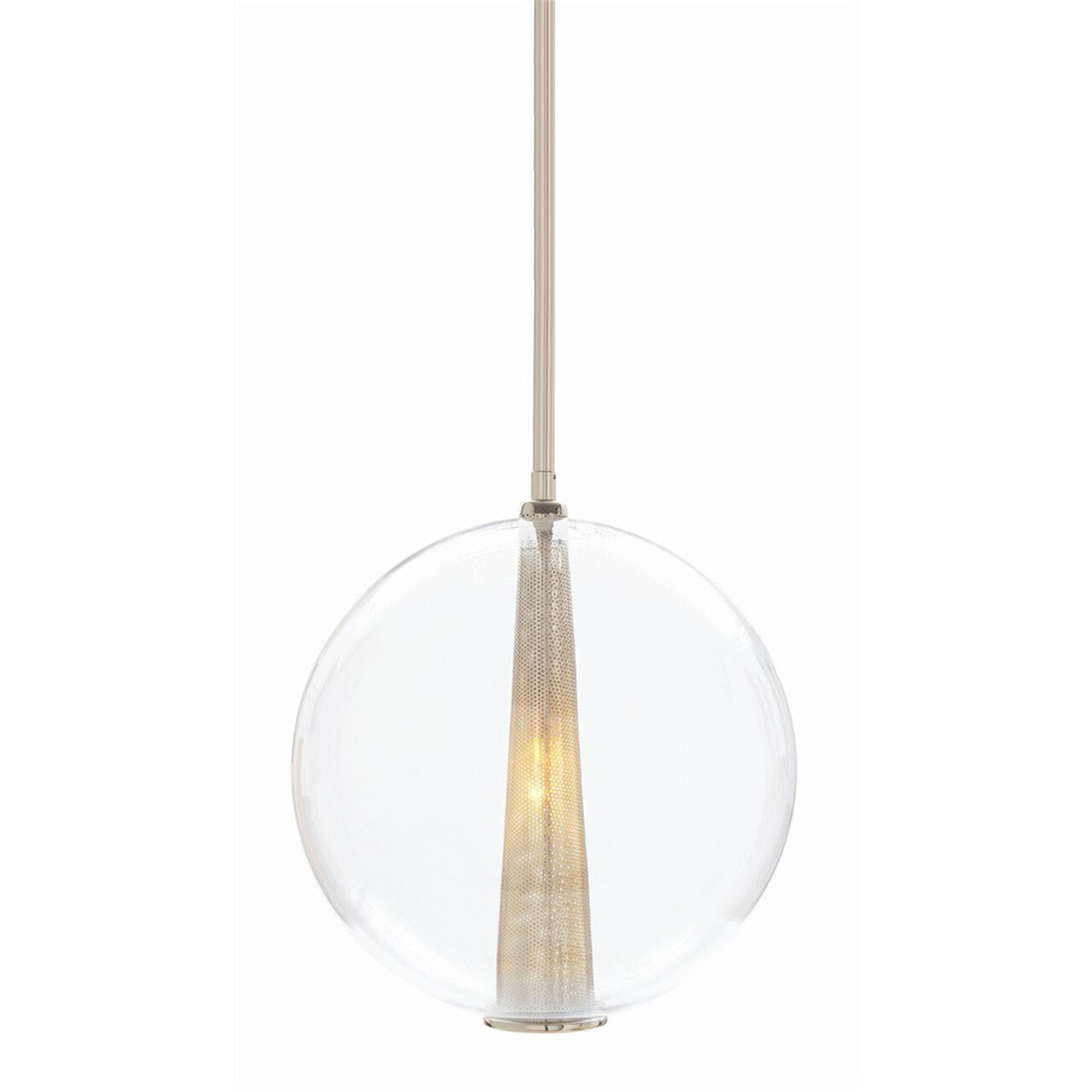 Polished Nickel Clear Glass Pendant - Large Size