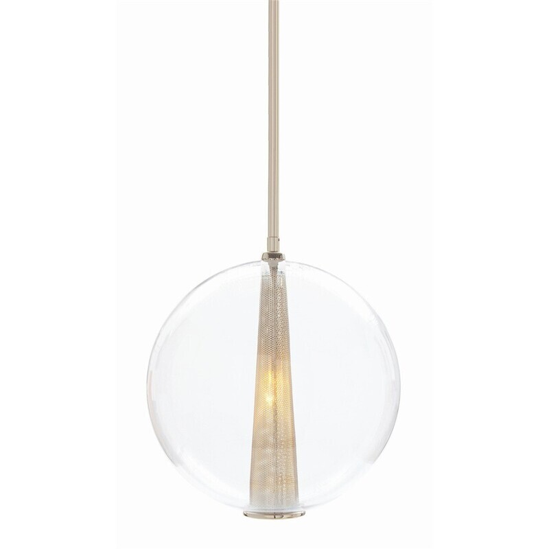 Polished Nickel Clear Glass Pendant - Large Size