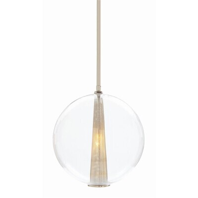 Polished Nickel Clear Glass Pendant - Large Size