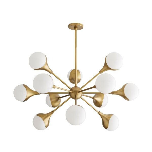 Modern Sputnik Chandelier with Opal Glass Spheres
