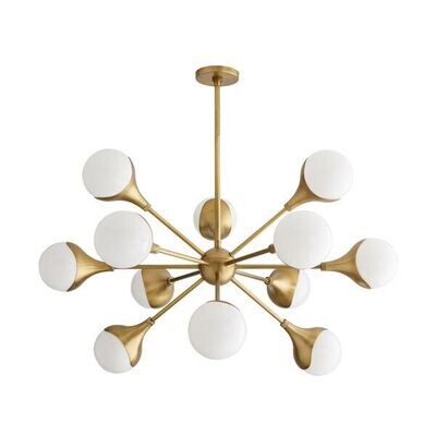 Modern Sputnik Chandelier with Opal Glass Spheres