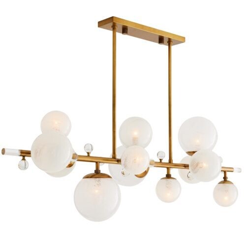 Swirl Glass Globes Rectangular Chandelier