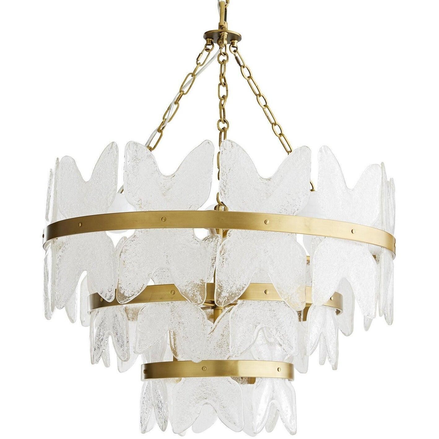 7-Light Antique Brass Seedy Glass Chandelier