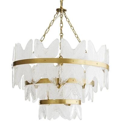 7-Light Antique Brass Seedy Glass Chandelier