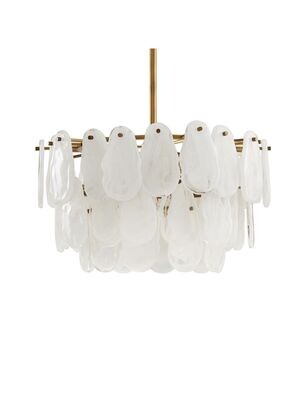 25"D White Glazed Glass Elegant Chandelier