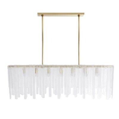 Rectangular Seedy Glass Modern Chandelier
