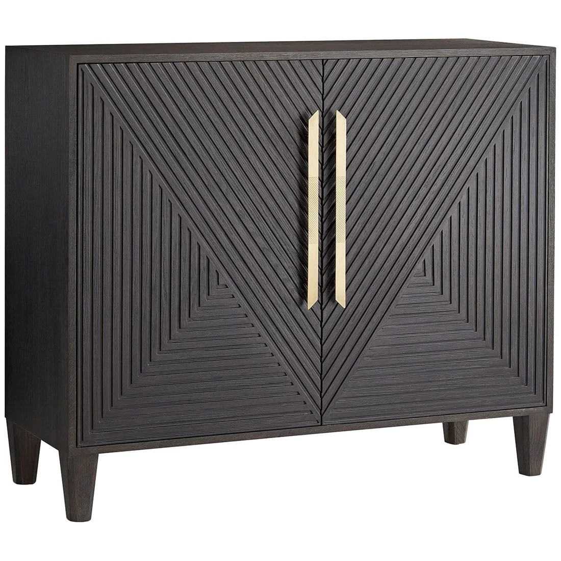 Hand Carved Geometric Ebony Cabinet
