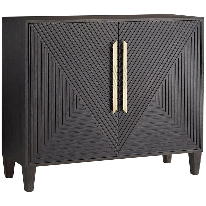Hand Carved Geometric Ebony Cabinet