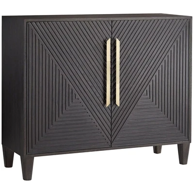 Hand Carved Geometric Ebony Cabinet