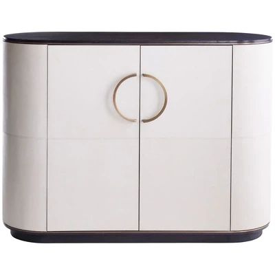 Curved 2-Door Ivory Leather Chest