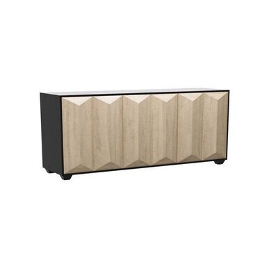 Modern Ebony and Ivory Entertainment Credenza, 79 Inch