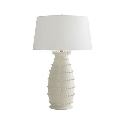 Hand-Applied Beaded Ivory Table Lamp - 31"H