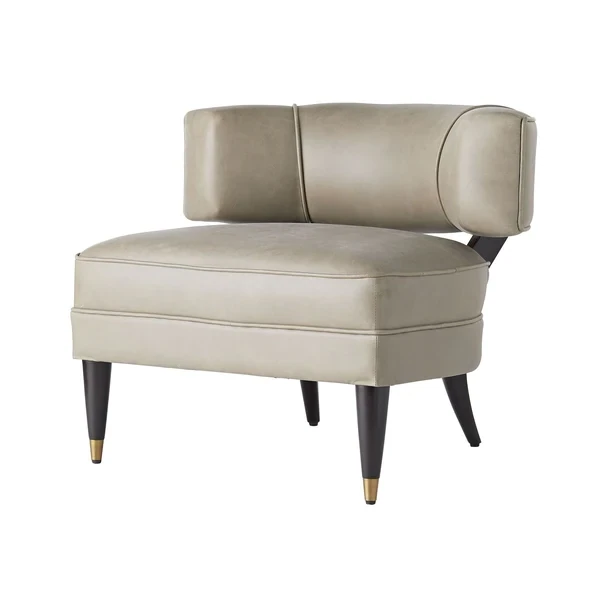 Mahogany-Legged Leather Plush Accent Chair