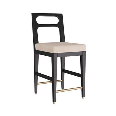 Natural Linen and Black Wood Counter Stool
