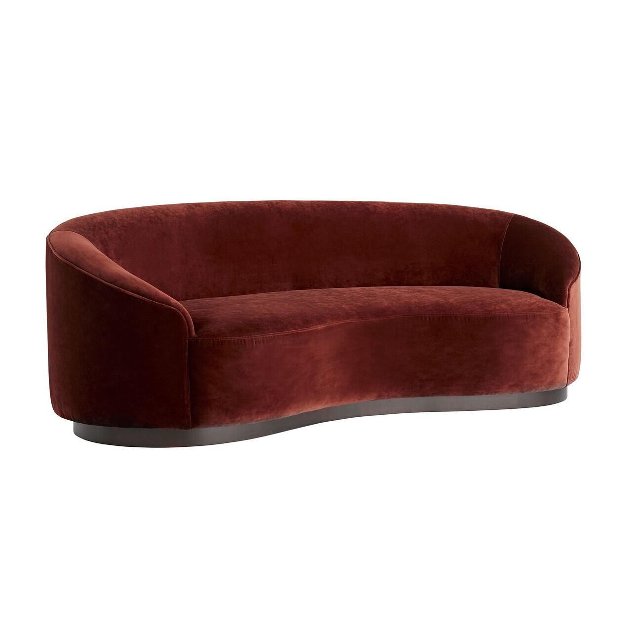 Paprika Velvet Sofa - Kidney Shaped, 84 Inches