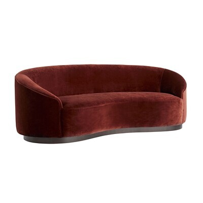 Paprika Velvet Sofa - Kidney Shaped, 84 Inches