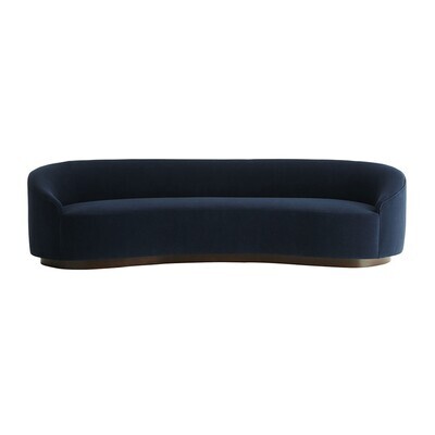 Indigo Velvet Sofa - Kidney Shaped, 108 Inches