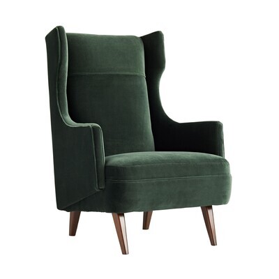 Emerald Velvet Wing Chair