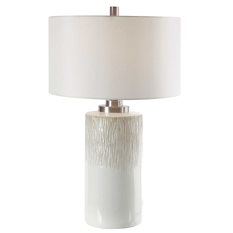 White Ceramic Cylinder Lamp - 29 Inch