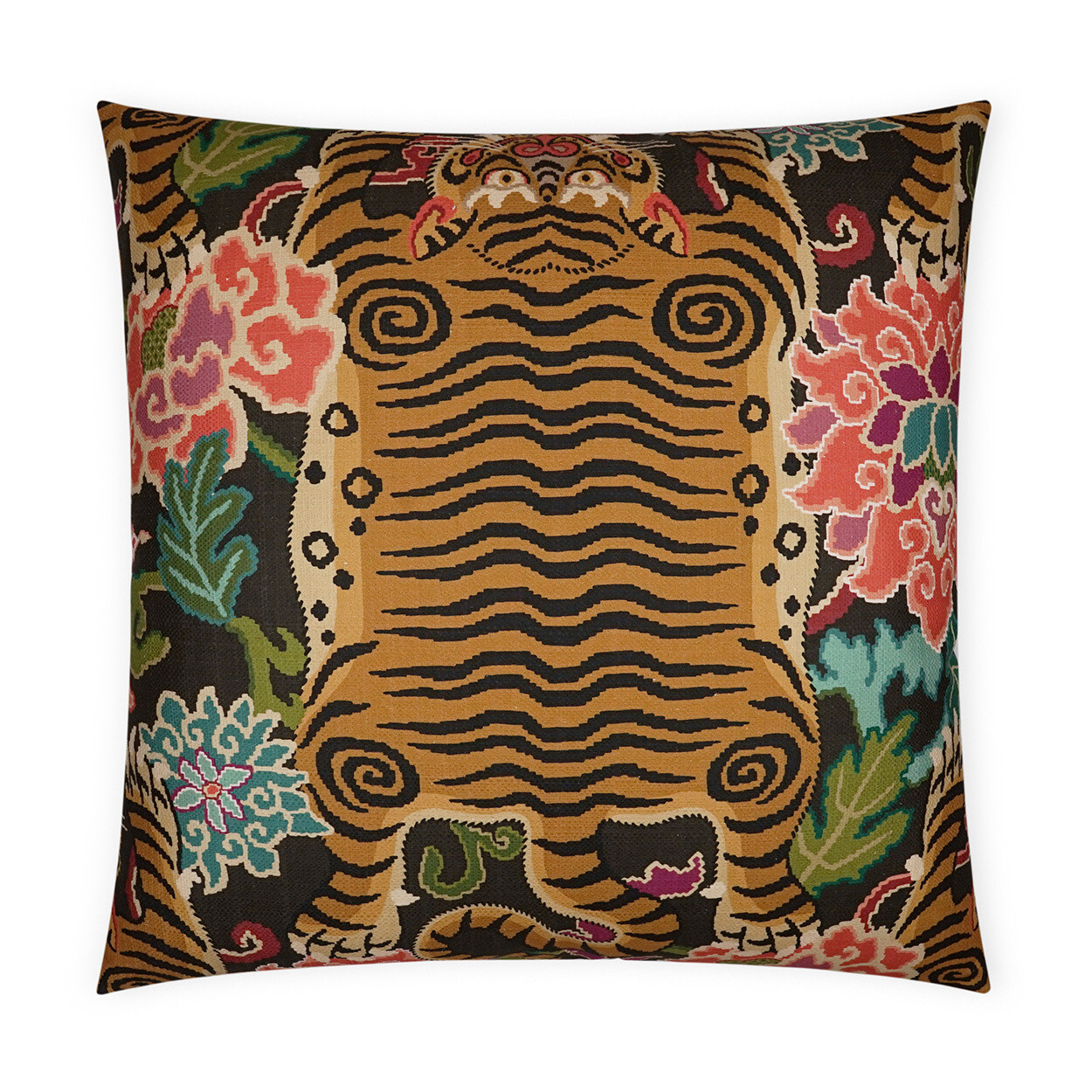 Tiger Embroidered Accent Pillow