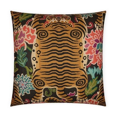 Tiger Embroidered Accent Pillow