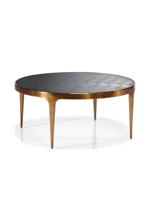 Vintage Brass Finish Eglomise Cocktail Table