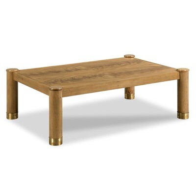 Rectangular Brass-Adorned Cocktail Table
