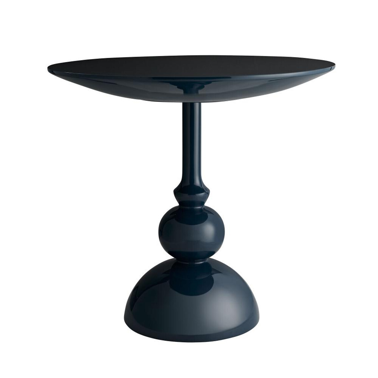 Navy Blue Lacquer Round Entry Table - 32"W